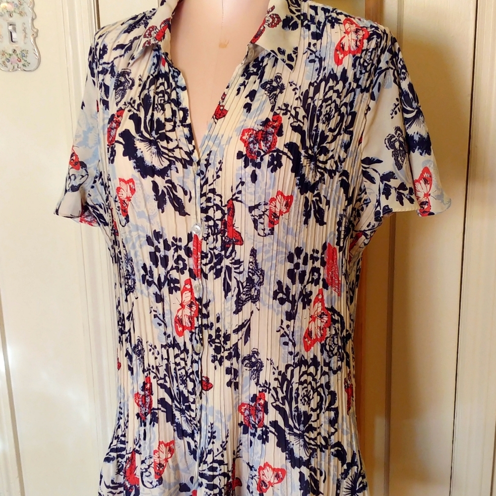 Summer Top Crepelike Short Sleeve Shirt Button